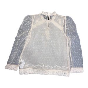 Zara Lace Long-Sleeve Shirt Size Small NWOT